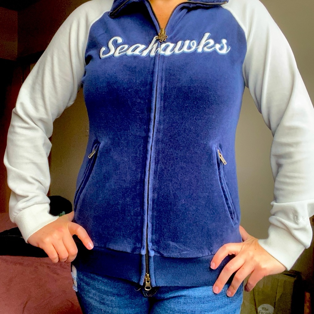 Seahawks Velour Track Jacket-Size Small